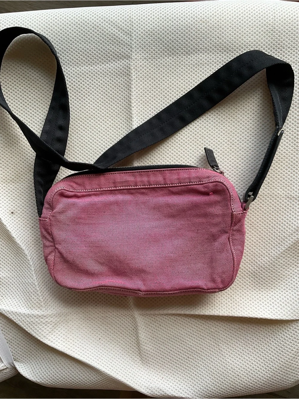 Prada Pink Canvas Shoulder Bag with Black Strap - Picture 3 of 8